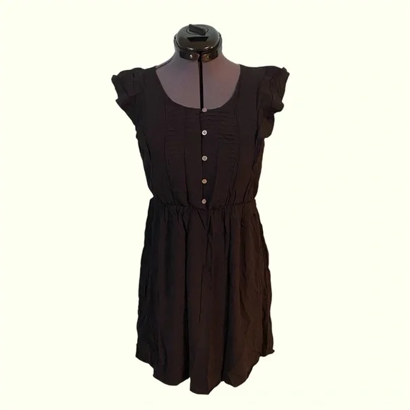 Loft Black Ruffle Sleeve Dress